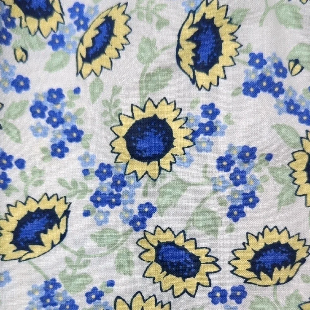 Vtg 90s OshKosh Girls 4T Blue Yellow Sunflower Cotton‎ Dress Jumper HTF! RARE!